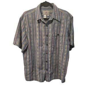 *NFS*The Territory Ahead Textured Multicolored Striped 100%CottonButtonUpSSShirt